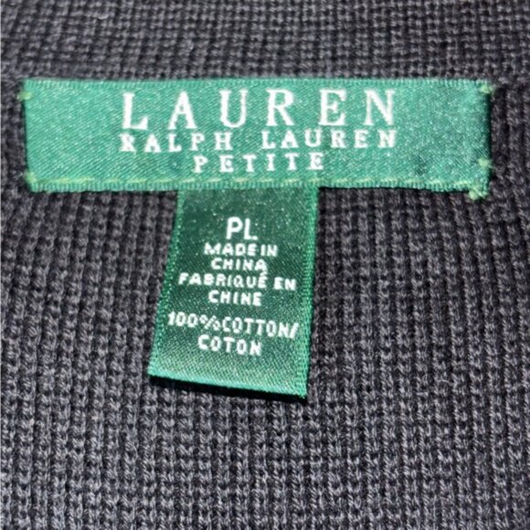 Lauren Ralph Lauren Womens Large Petite Black Blazer Cotton Knit Pockets Classic - Picture 2 of 8